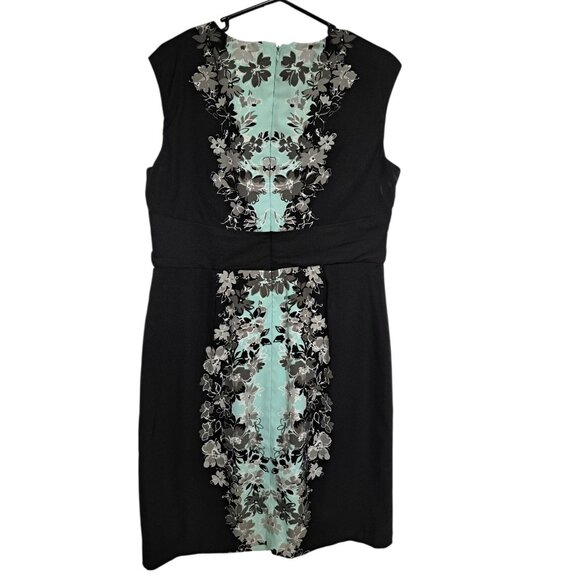 Worthington Woman Plus 14 Sleeveless Dress Black/Mint Print Front - Picture 2 of 6